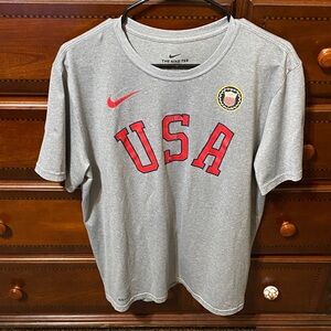 Nike Gray T-Shirt with Red USA Design